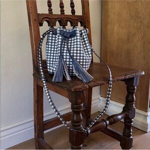 J. Crew Gingham Print Bucket Bag